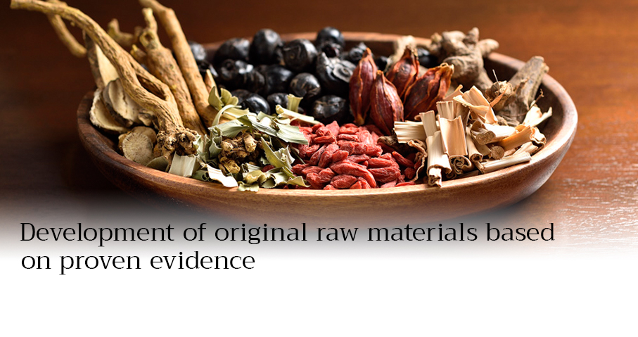 Development of original raw materials based on proven evidence