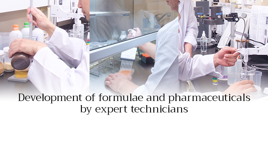 Development of formulae and pharmaceuticals by expert technicians