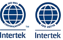 認証取得　ISO9001 : 2015　ISO22716 : 2007